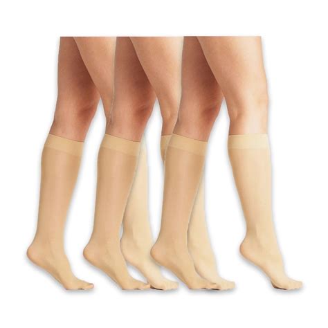 On The Go Women S Opaque Nude Trouser Nylon Knee High Socks Hosiery
