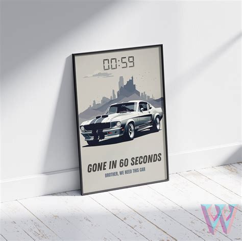 Gone In 60 Seconds Movie Poster Classic Mustang Instant Digital Print