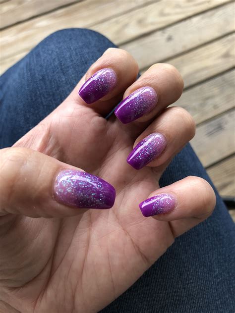 Purple Ombré Powder Dipped Nails Purplenails Dipped Nails