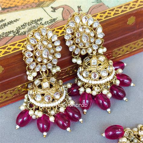 Pink Color Bridal Kundan Jewellery Set Fashioncrab