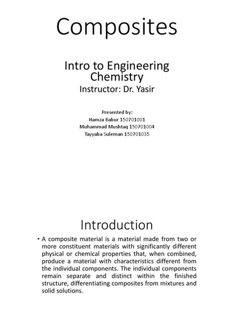 Composites: Intro To Engineering Chemistry | PDF | Composite Material ... 