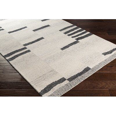 Allmodern Uptown Striped Handmade Tufted Wool Cream Black Area Rug