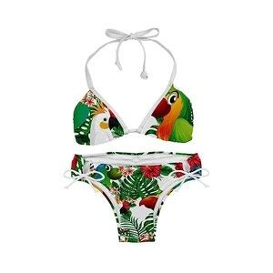Suojapuku Costume Da Bagno Bikini A Triangolo Da Donna Palma Tropicale Del Pappagallo Dell