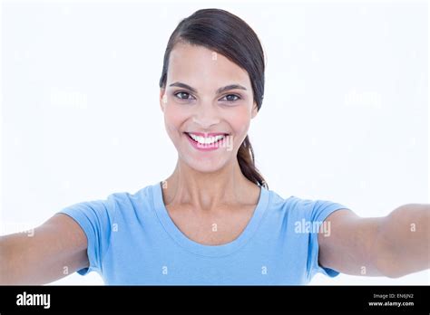 Pretty Brunette Smiling At Camera Stock Photo Alamy