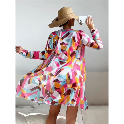 Geometric Print Shrug And Bikini With Shorts Swimwear India