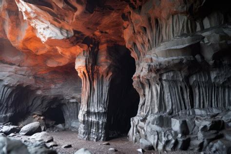 Premium AI Image | Closeup of lava tube cave formation created with ...