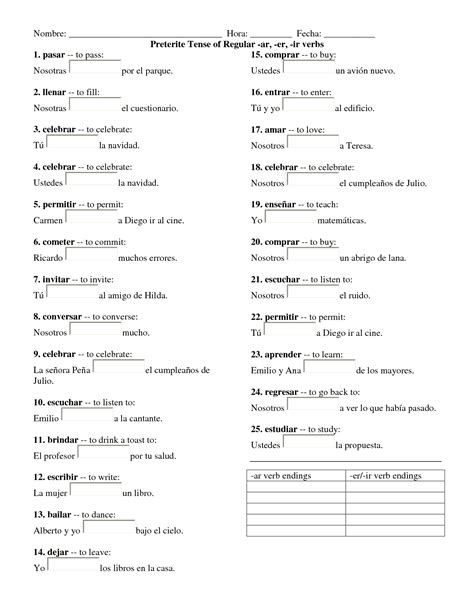 14 Spanish Ar Er Ir Verbs Worksheet Free Pdf At