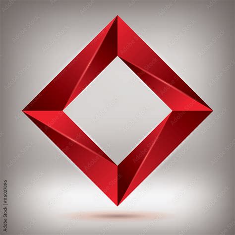 Impossible Shape Red Volume Rhombus Abstract Design Vector Object