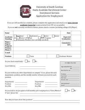 Fillable Online Cse Sc ES Application University Of South Carolina