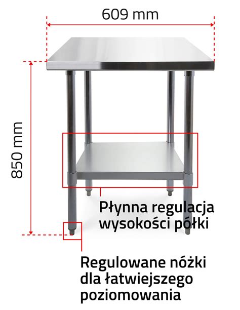 St Roboczy X Cm Z Blatem Ze Stali Nierdzewnej Z Regulowan P K