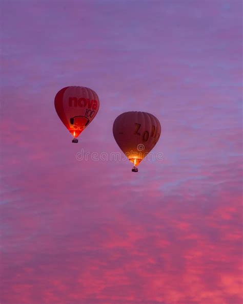 Romantic Hot Air Balloon Ride At Sunrise Editorial Photography Image Of Twilight Good 271080562