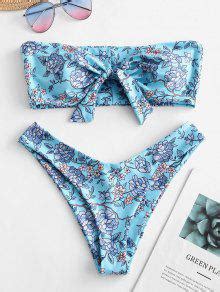 ZAFUL Knot Floral Bandeau Bikini Set In CELESTE ZAFUL 2025