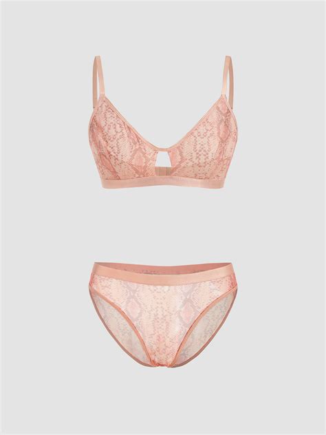 Mesh Bralette Brief Lingerie Set Cider