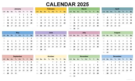 2025 Continuous Calendar - Ruby Wood