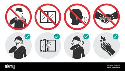 Preventive Measures Icons For Not Getting Sick And Not Spreading Virus