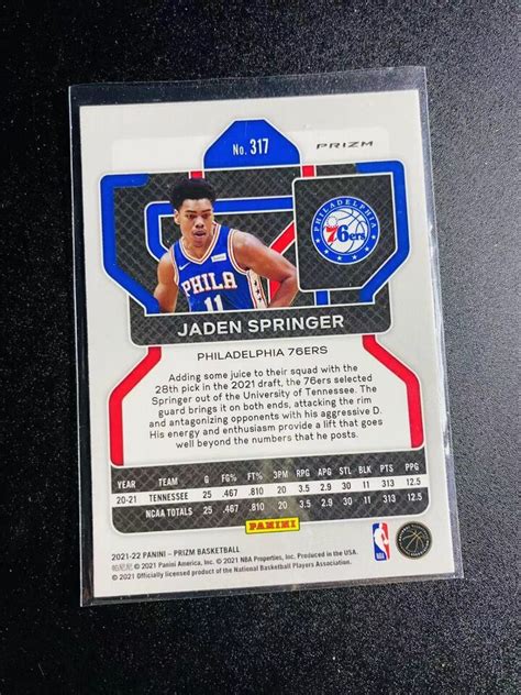 Panini Prizm Jaden Springer Rookie Rc Silver Wave Prizm Ebay