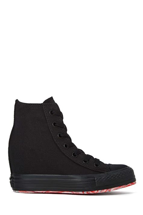 Nasty Gal Converse All Star High Top Platform Sneaker Black In Black