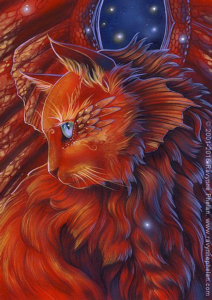 Ravynne Phelan Red Dragon Cat Fantasy Art Magical Art Dragon Cat