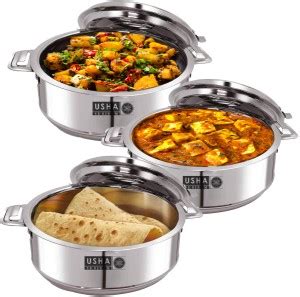 Usha Shriram L L L Insulated Stainless Steel Hot Case With Lid Pack Of Thermoware