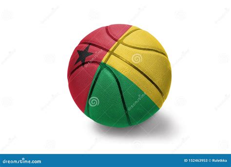 Basketball Ball with the National Flag of Guinea Bissau on the White