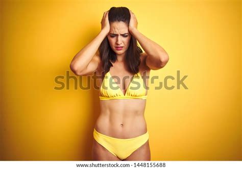 Beautiful Woman Wearing Yellow Bikini On Stock Photo Shutterstock