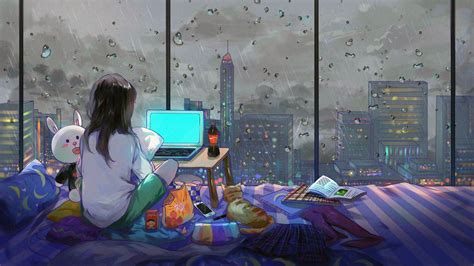 anime girl laptop wallpapers wallpaper cave