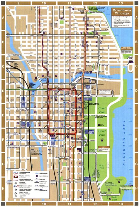 map  downtown chicago printable