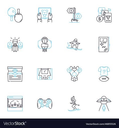 Competitive Sport Linear Icons Set Rivalry Vector Image