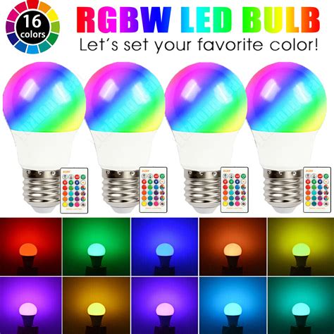 Pack Rgbw Led Light Bulb Color Changing Dimmable Lamp With Remote