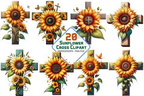 Watercolor Sunflower Cross Clipart Graphic By Sagorarts · Creative Fabrica