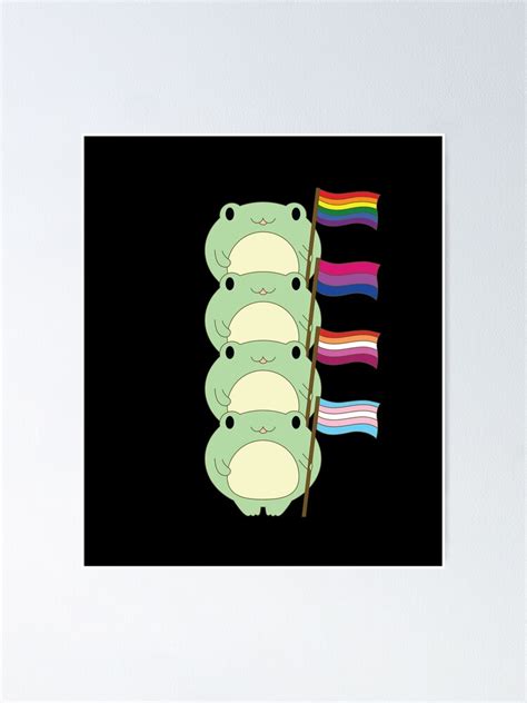 Cute Frog Pile Pride Froggy Lesbian Pride Flag Poster By Skr Redbubble