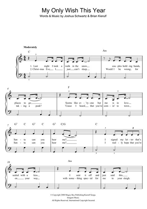 My Only Wish This Year by Britney Spears Sheet Music for Easy Piano at