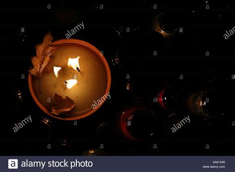 Cemetery In Night Polandcandle Stock Photo Alamy