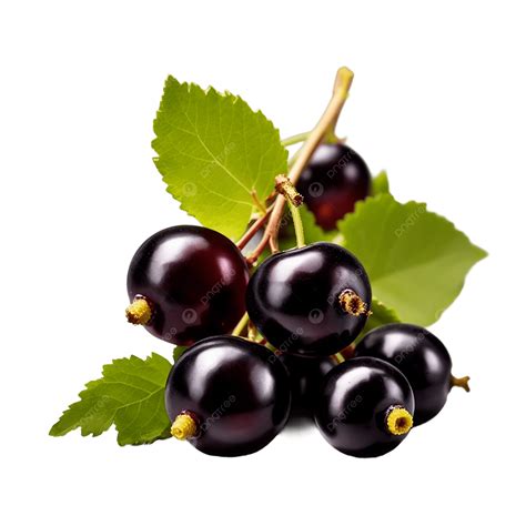Black Currant With Leaves, Black Currant, With Leaves, Fruit PNG