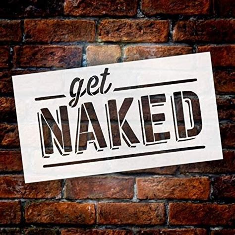 Bathroom Humor Get Naked Stencil By Studior Wood Sign Etsy