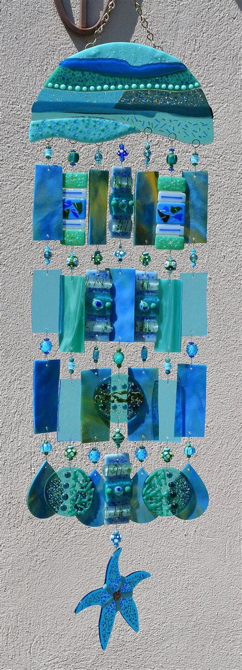 Kirks Glass Art Fused Stained Glass Wind Chime Windchimes Etsy