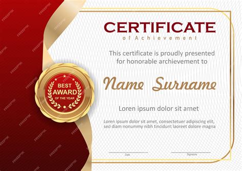 Premium Vector Vector Red And Gold Certificate Template