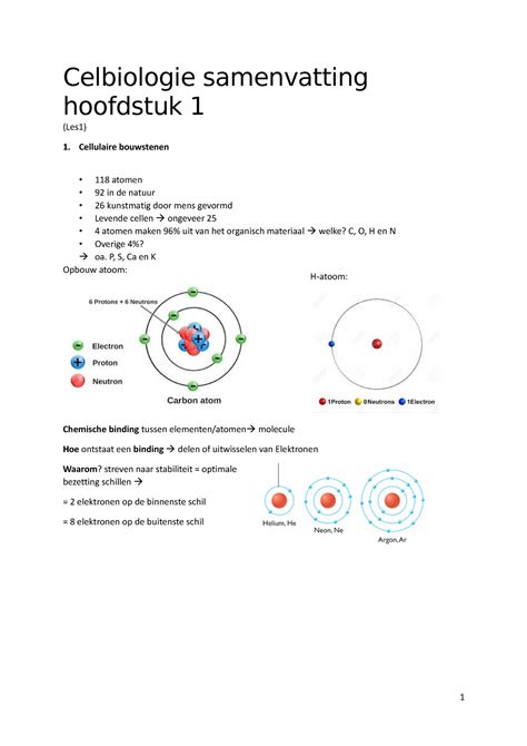 Celbiologie Hoofdstuk Samenvatting Celbiologie Samenvatting