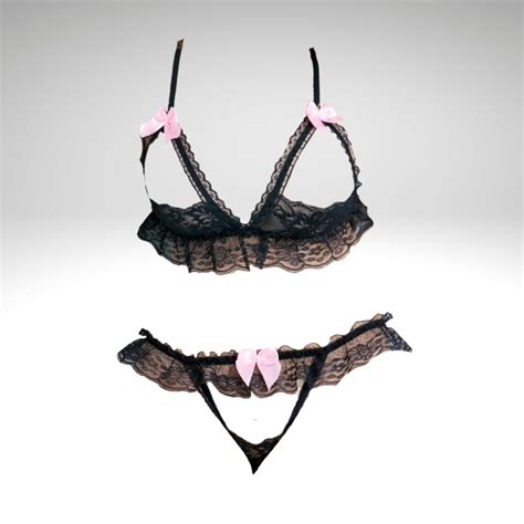 Violet LIngerie Set Bra CD Model Lace Open Crotch Lazada Indonesia