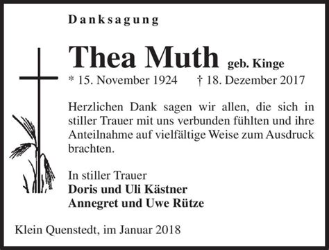 Traueranzeigen Von Thea Muth Geb Kinge Abschied Nehmen De