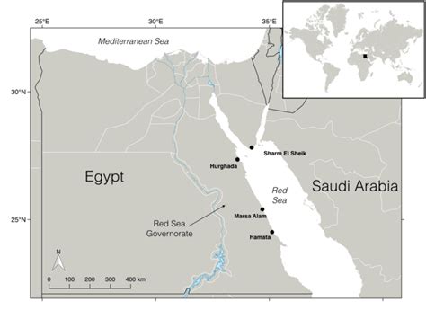 1 Map Of Egypt The Four Main Red Sea Tourist Resorts Are Highlighted