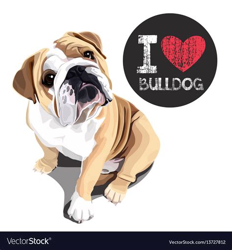 I Love Bulldog Royalty Free Vector Image Vectorstock