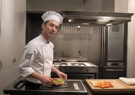 Premium Photo Chef Cooking In A Beautiful Modern Kitchen Generative Ai