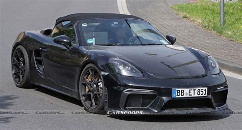 porsche  boxster spyder rs spotted  borrowing heavily
