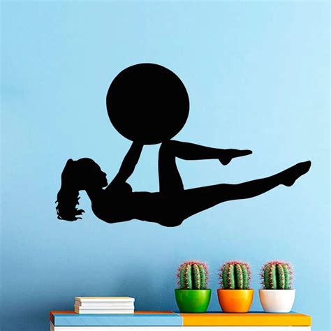 Fitness Exersice Gym Sport Wall Decals Woman With A Ball Wall Sticker