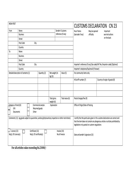 Cn23 Customs Declaration Form Fill Online Printable Fillable Blank Pdffiller