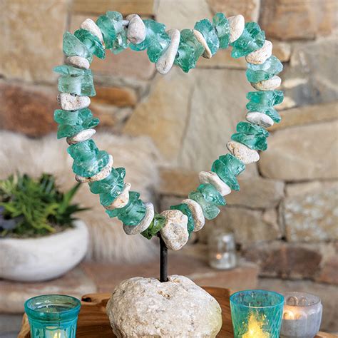 Sea Glass And Stone Heart Home Decor Olive And Cocoa Llc