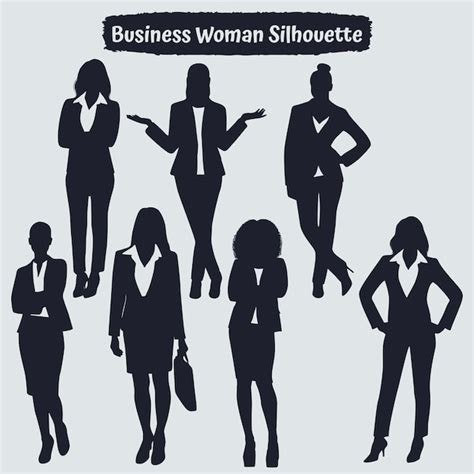 Collection De Silhouettes De Femme D Affaires Dans Des Poses