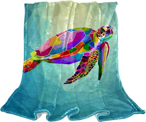 Colored Tortoise Plush Throw Blanket For Couch 59 X 79
