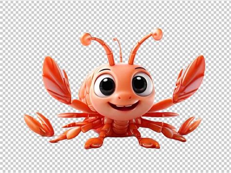 Premium Psd Psd Of A D Cute Shrimps On Transparent Background